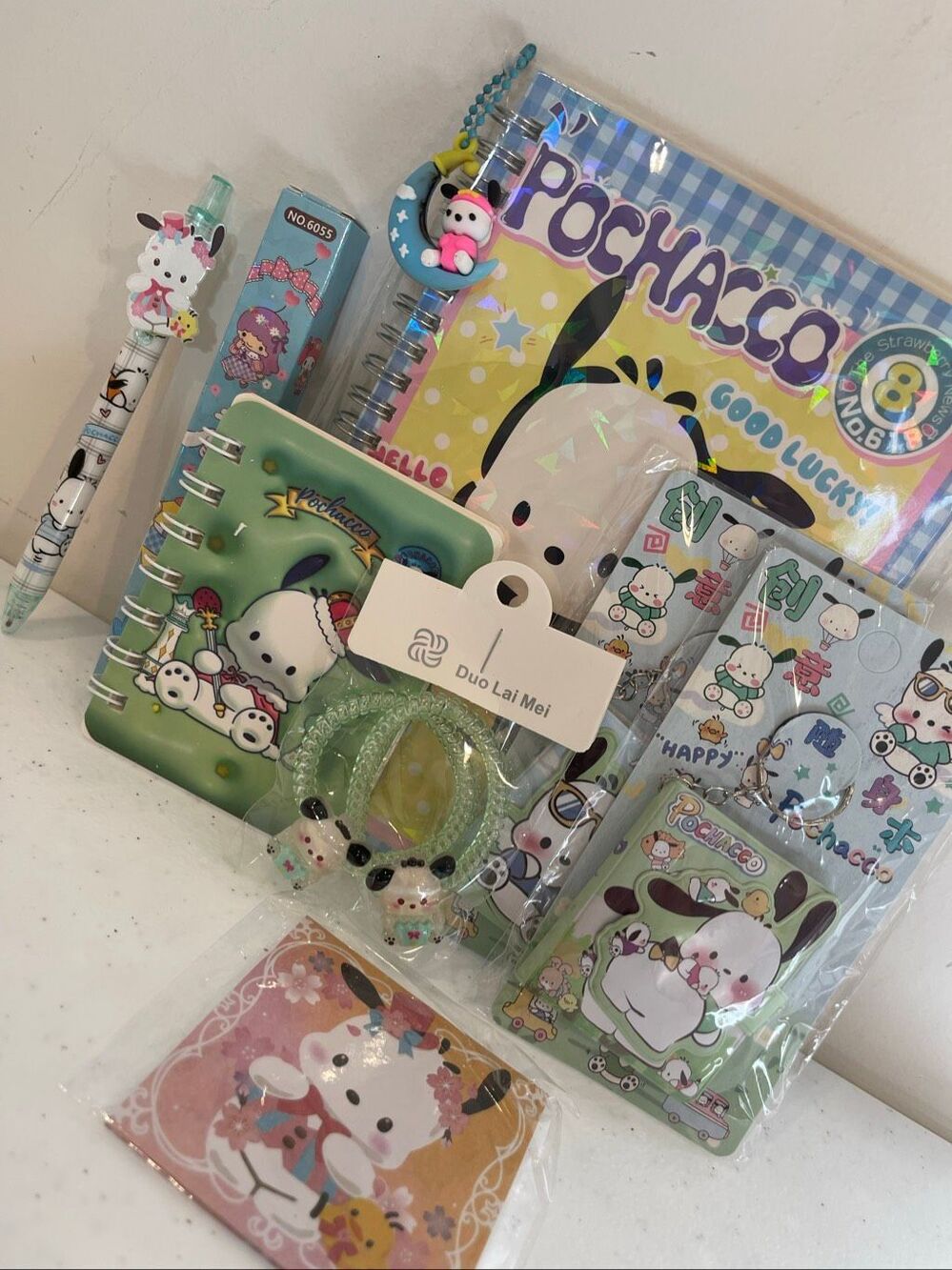 Pochacco back to school, stocking stuffers spiral notebook, pens, keychains, not